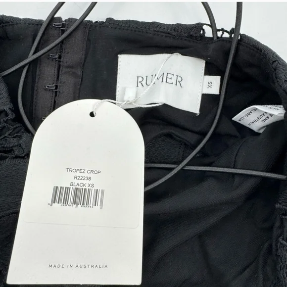 Rumer the Label Tropez Black Crop Top Camisole with Asymmetrical Lace Trim - Picture 5 of 8